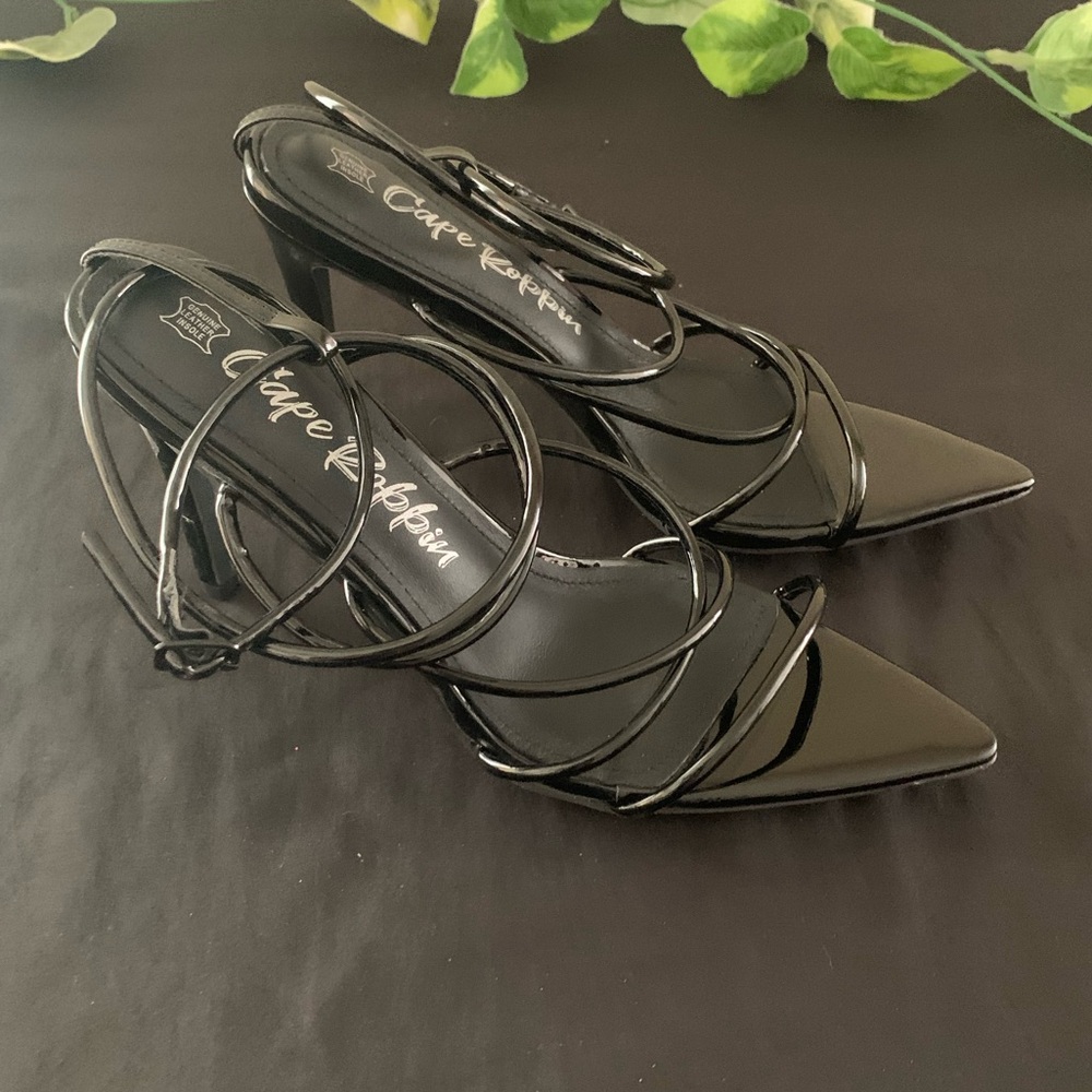 Strappy point toe heels